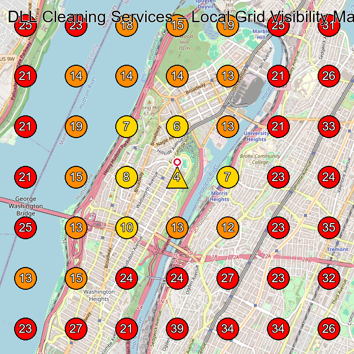 DLL Cleaning Services GeoGrid visibility map for House Cleaning Service in New York